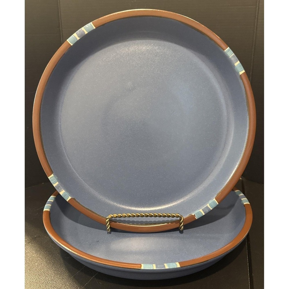 Dansk Mesa Sky Blue Dinner Plates Plate Stoneware Rimmed Southwestern Set Of 2